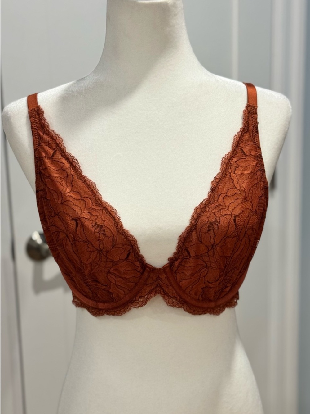 Auden Rust Lace Plunge Underwire Bra